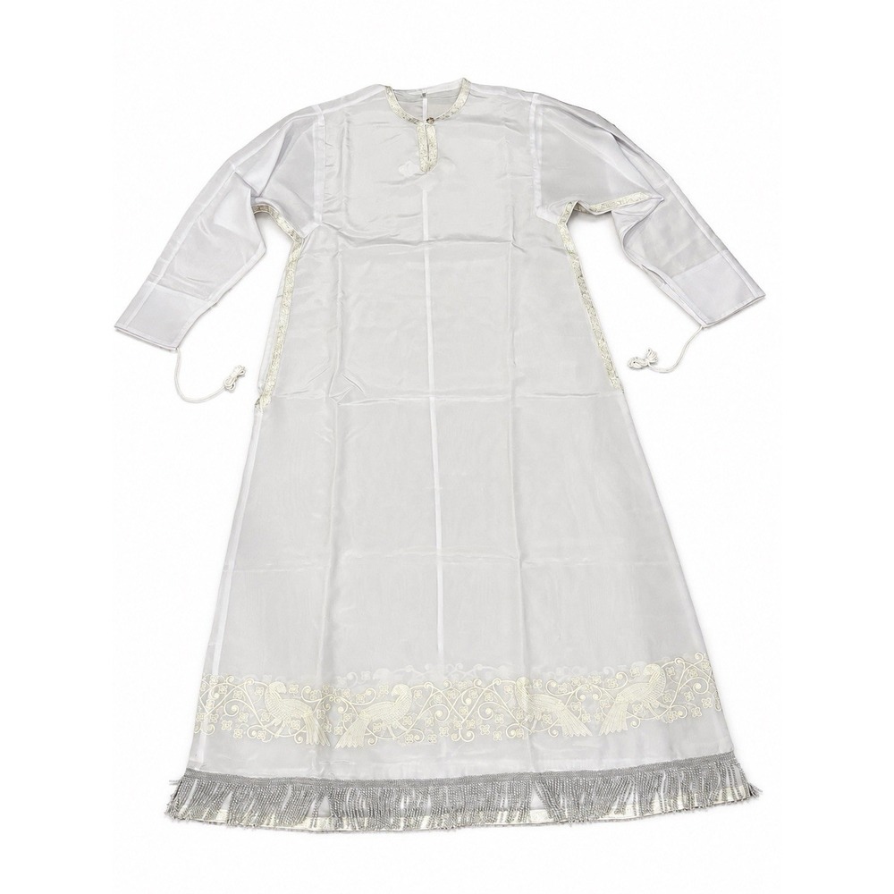 Russian Orthodox Priest Podriznik Alb White Embroidered Vestment Size 48 NWT